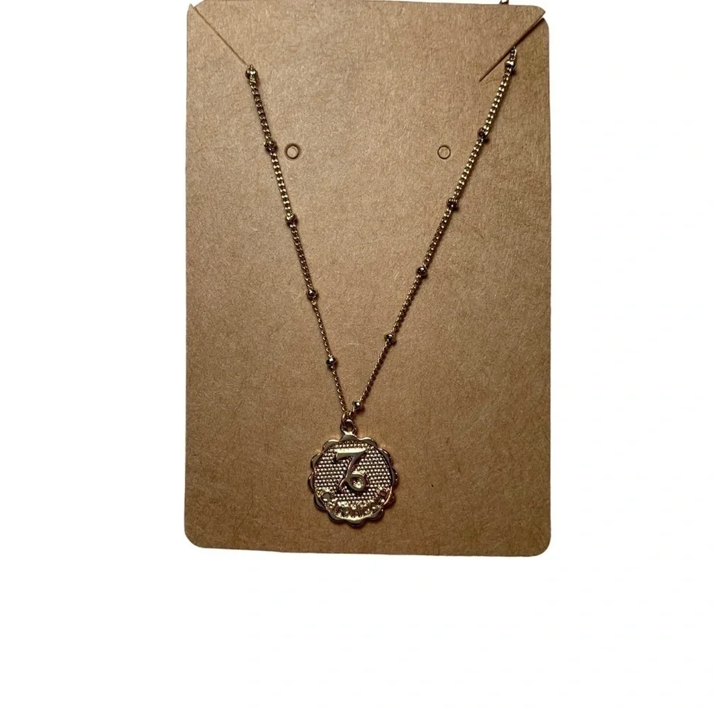 Gold Tone Capricorn Zodiac Short Length Necklace